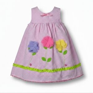 Bonnie Jean 3T Pink Gingham Seersucker Floral Easter Dress